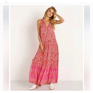 Spell & The Gypsy Collective Size Small Delirium Maxi Dress Red Coral Bohemian